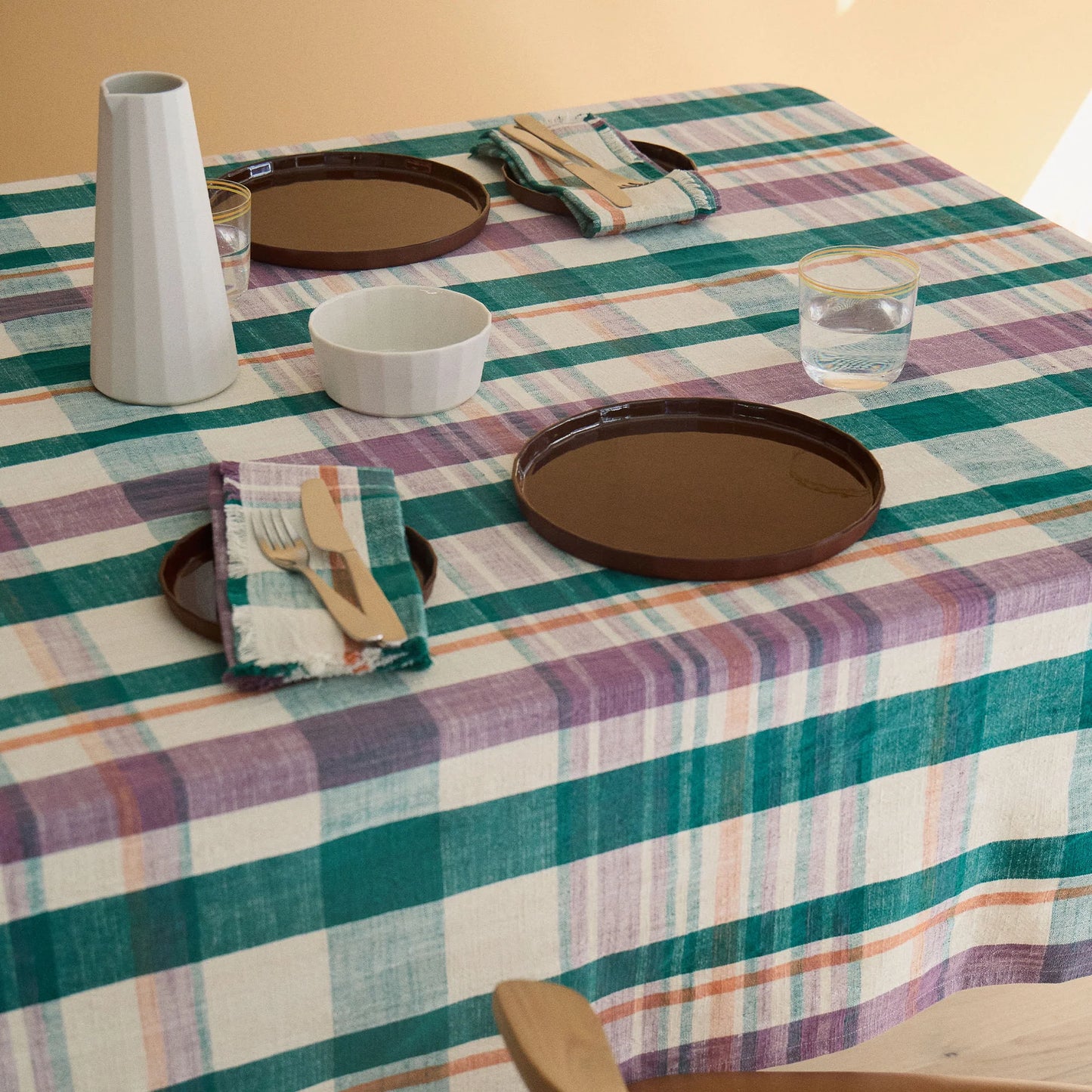 Marabar Tablecloth Mauve & Green 170 x 260cm